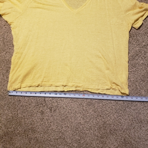 H&M Yellow V-neck Linen Top Shirt Size Short Sleave T Shirt XXL - Picture 8 of 8